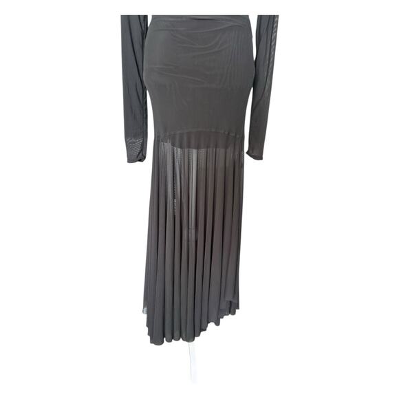 Lemaire Transparent Maxi Dress In Dark Espresso M Asymmetrical Mesh Dress Gown - Picture 8 of 14